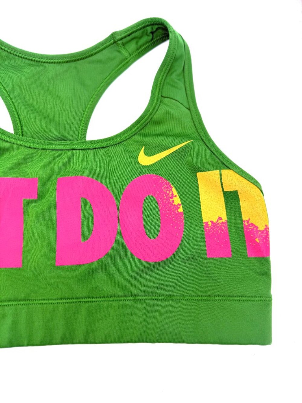 Nike Pro Dri-FIT Just Do It Sports Bra Neon Y2K Athleisure Women's S 3839